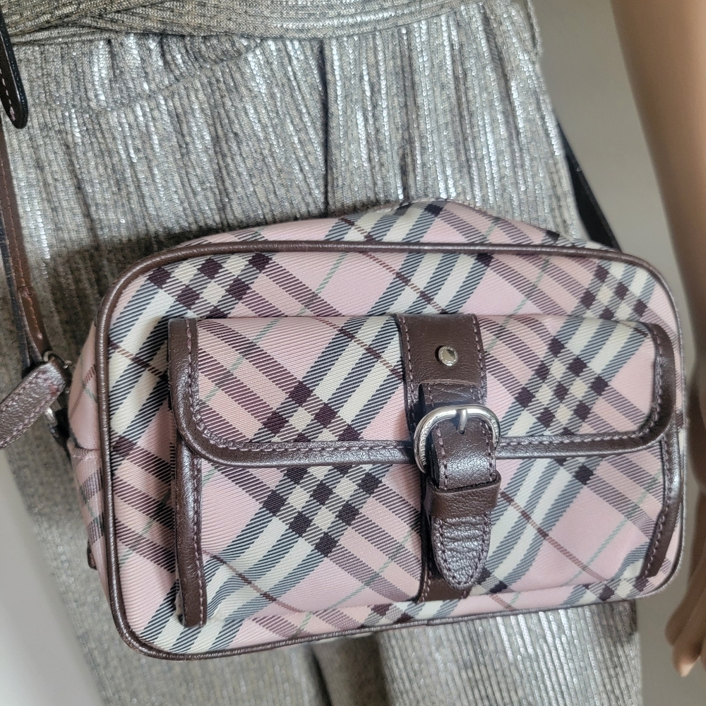 Authentic Burberry Blue Label Checkered Nylon Lea… - image 3